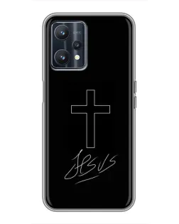 Чехол для Realme 9 с картинкой «Графический крест Jesus»