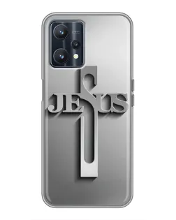 Чехол для Realme 9 с картинкой «Металлический крест Jesus»