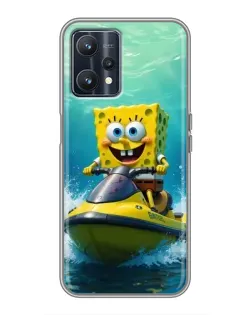 Чехол для Realme 9 с картинкой «Спанч Боб на гидроцикле»