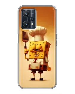 Чехол для Realme 9 с картинкой «Губка Боб повар»