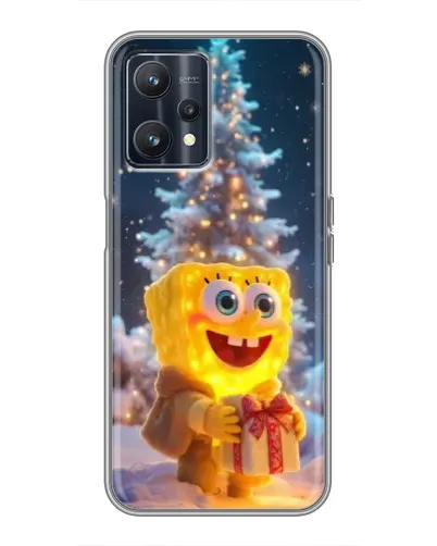 Чехол для Realme 9 с картинкой «Рождественский Спанч Боб»