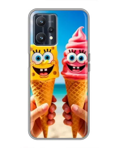 Чехол для Realme 9 с картинкой «Спанч Боб мороженое»