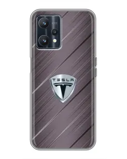Чехол для Realme 9 с картинкой «Металлическая текстура Tesla»