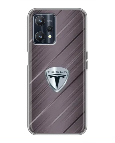 Чехол для Realme 9 с картинкой «Металлическая текстура Tesla»