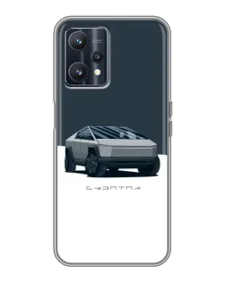 Чехол для Realme 9 с картинкой «Серебристый Cybertruck Tesla»