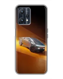 Чехол для Realme 9 с картинкой «Cybertruck в пустыне»