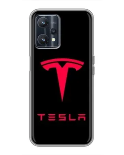 Чехол для Realme 9 с картинкой «Tesla Red Logo»