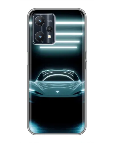 Чехол для Realme 9 с картинкой «Tesla в неоне»