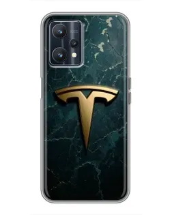 Чехол для Realme 9 с картинкой «Мраморная Tesla Gold»