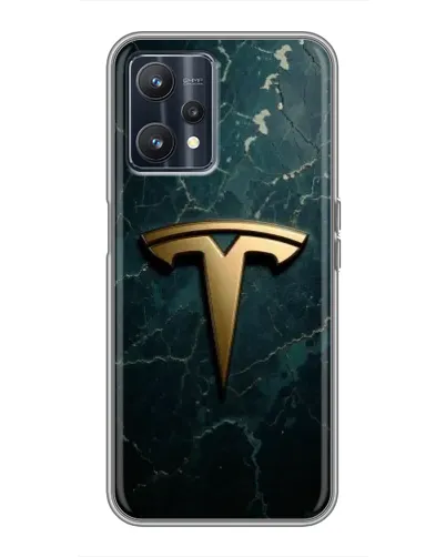 Чехол для Realme 9 с картинкой «Мраморная Tesla Gold»