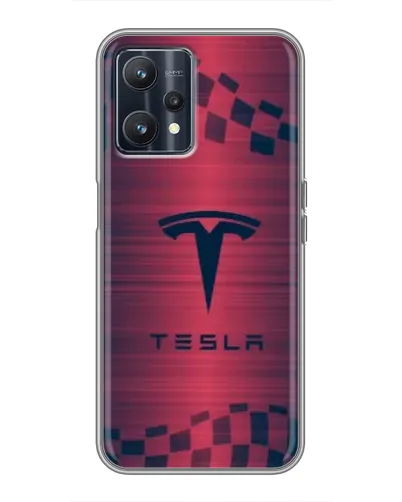Чехол для Realme 9 с картинкой «Тесла красный карбон»