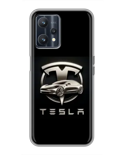 Чехол для Realme 9 с картинкой «Tesla — серебристое авто»