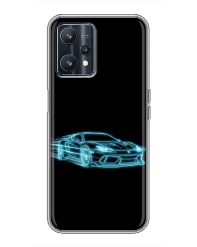 Чехол для Realme 9 с картинкой «Неоновый контур Lamborghini»