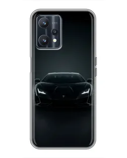 Чехол для Realme 9 с картинкой «Черный Lamborghini Aventador»