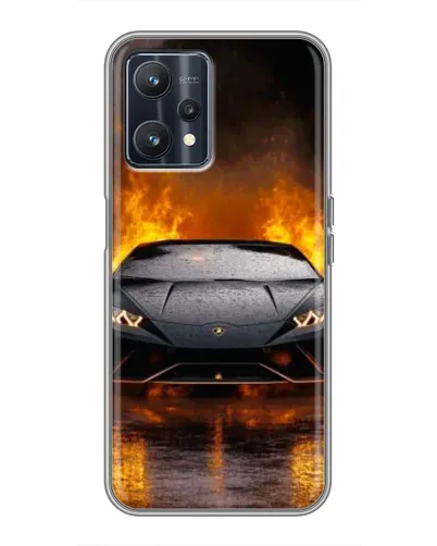 Чехол для Realme 9 с картинкой «Lamborghini в огне»