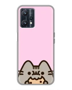 Чехол для Realme 9 с картинкой «Pusheen и печенье»