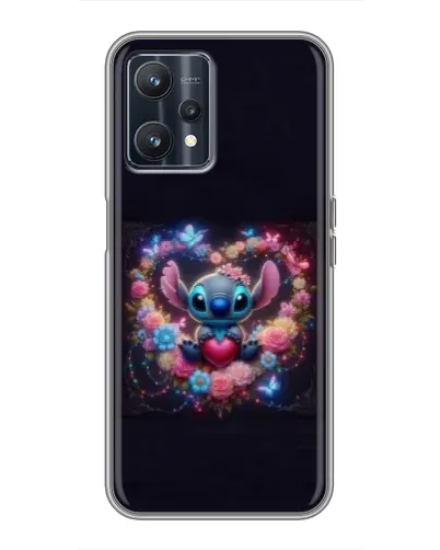 Чехол для Realme 9 с картинкой «Stitch в цветах» Чехол для Realme 9 с картинкой «Stitch в цветах»