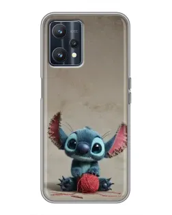 Чехол для Realme 9 с картинкой «Стич на коричневом фоне»
