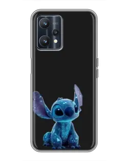 Чехол для Realme 9 с картинкой «Стич на черном»