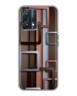 Чохол для Realme 9 з картинкою «Коричневі об'ємні квадрати»