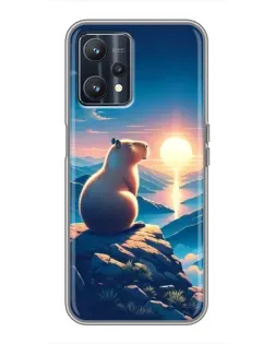Чохол для Realme 9 з картинкою «Захід сонця з капібарою»