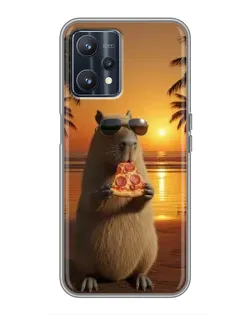 Чохол для Realme 9 з картинкою «Капібара з піцою»