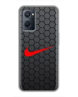Чохол для Realme 9i з картинкою «Nike — карбонова сітка»