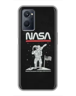Чохол для Realme 9i з картинкою «NASA — крокуємо по Місяцю»