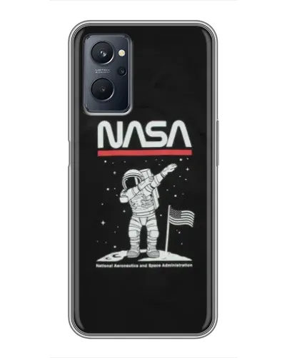 Чохол для Realme 9i з картинкою «NASA — крокуємо по Місяцю» Чохол для Realme 9i з картинкою «NASA — крокуємо по Місяцю»