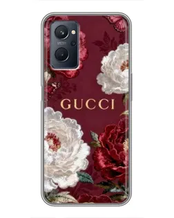 Чехол для Realme 9i с картинкой «Gucci — бордовые розы»