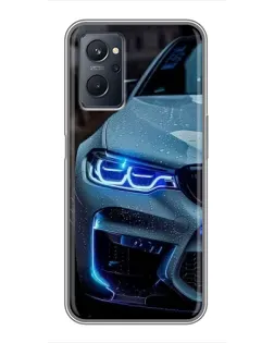 Чохол для Realme 9i з картинкою «Погляд BMW з синіми фарами»