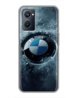 Чехол для Realme 9i с картинкой «Логотип BMW — лед»
