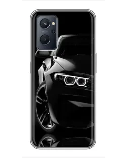 Чехол для Realme 9i с картинкой «Черная BMW — профиль»
