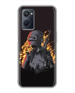 Чохол для Realme 9i з картинкою «PUBG — вогняний силует»