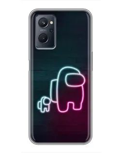 Чехол для Realme 9i с картинкой «Among Us неон-арт»