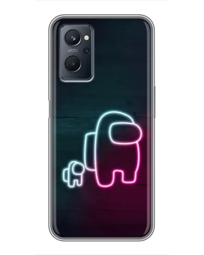 Чехол для Realme 9i с картинкой «Among Us неон-арт»
