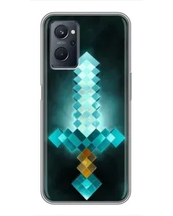 Чехол для Realme 9i с картинкой «Алмазный меч неон»