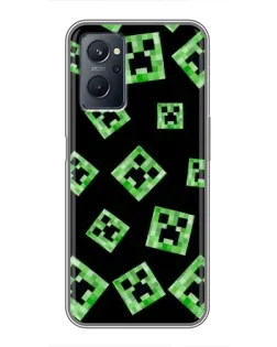 Чехол для Realme 9i с картинкой «Паттерн с криперами»