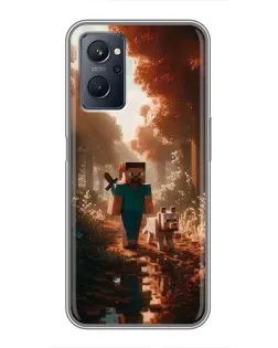 Чехол для Realme 9i с картинкой «Стив в лесу»