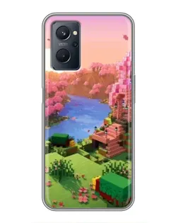 Чехол для Realme 9i с картинкой «Розовое дерево Minecraft»