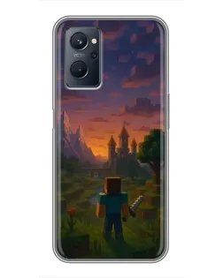 Чехол для Realme 9i с картинкой «Стив у башни»
