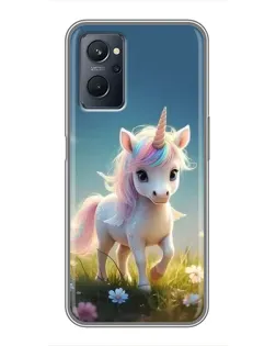 Чехол для Realme 9i с картинкой «Единорог на поляне»