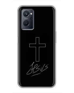 Чехол для Realme 9i с картинкой «Графический крест Jesus»