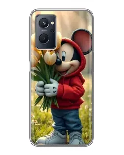 Чохол для Realme 9i з картинкою «Міккі з тюльпанами»