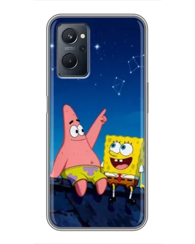 Чехол для Realme 9i с картинкой «Губка Боб и Патрик ночью»