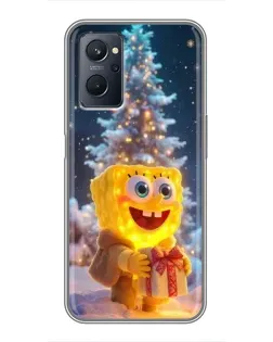 Чехол для Realme 9i с картинкой «Рождественский Спанч Боб»