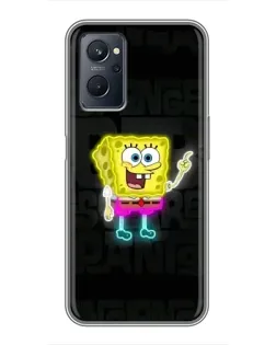 Чехол для Realme 9i с картинкой «Неоновый Губка Боб»