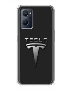 Чохол для Realme 9i з картинкою «Сталевий логотип Tesla»