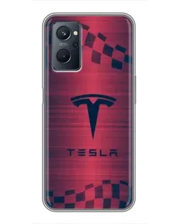 Чохол для Realme 9i з картинкою «Тесла червоний карбон»