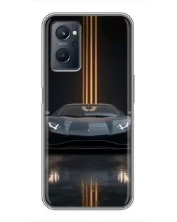 Чехол для Realme 9i с картинкой «Lamborghini золотые линии»